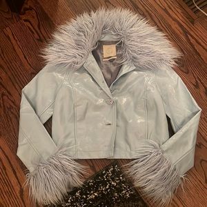 Urban Outfitters Blue Fur Jacket